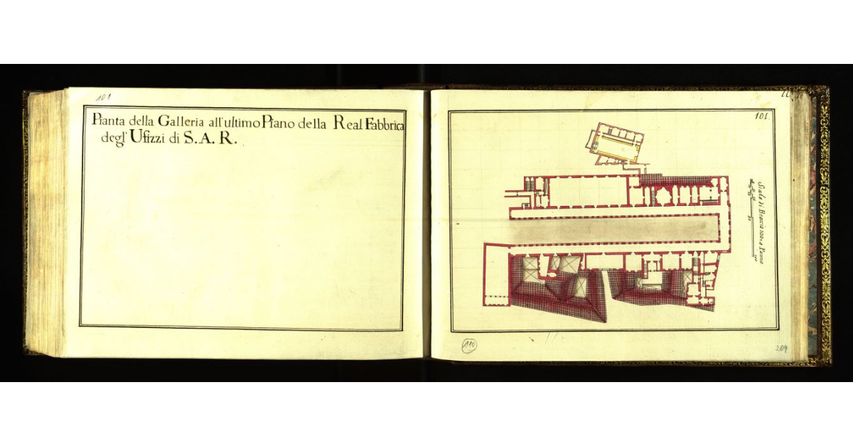 Pianta della Galleria all'ultimo piano della Real Fabbrica degli Uffizi di S.A.R