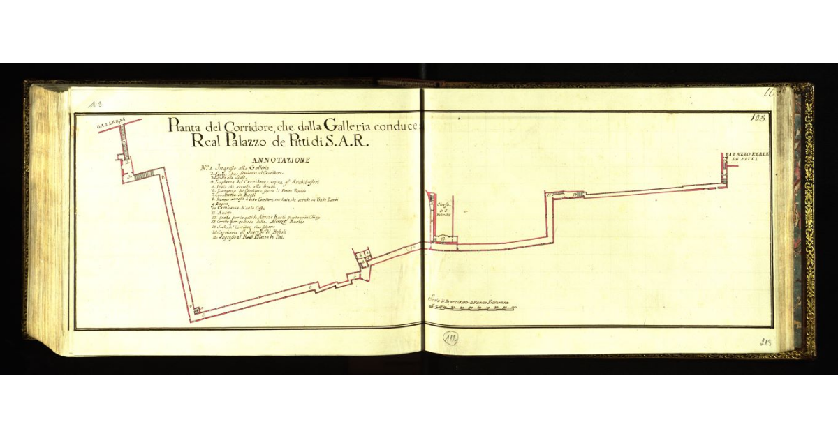 Pianta del corridoio che dalla Galleria conduce al Real Palazzo de Pitti di S.A.R