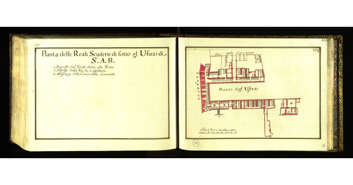 Pianta delle Reali Scuderie di sotto gli Uffizi di S.A.R