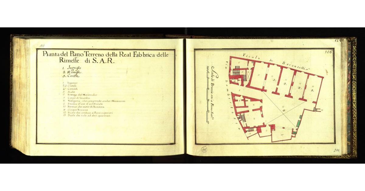 Pianta del piano terreno della Real Fabbrica delle Rimesse di S.A.R