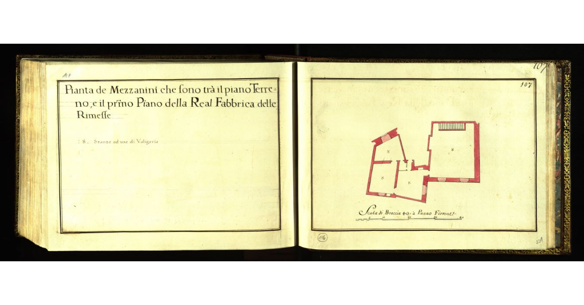 Pianta dei mezzanini che sono tra il piano terreno e il primo piano della Real Fabbrica delle Rimesse