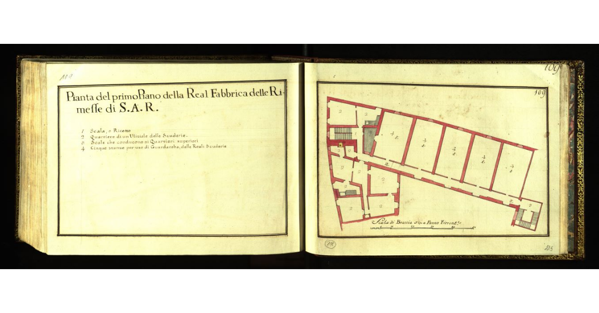 Pianta del primo piano della Real Fabbrica delle Rimesse di S.A.R