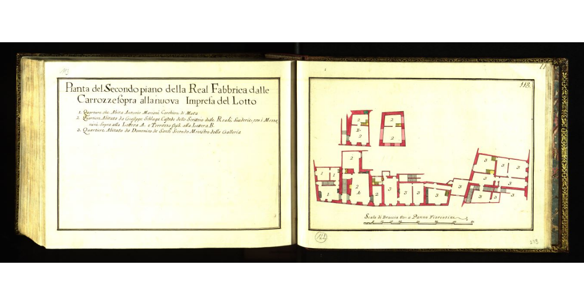 Pianta del secondo piano della real Fabbrica delle carrozze sopra alla nuova Impresa del Lotto