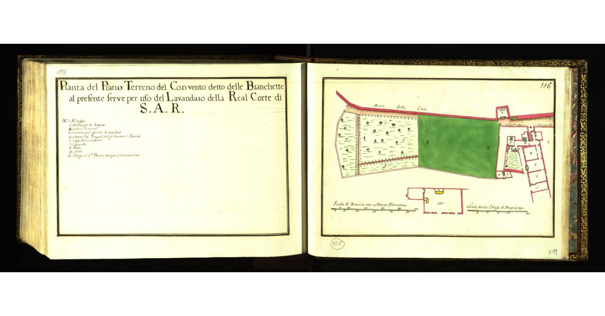 Pianta del piano terreno del Convento detto delle Bianchette al presente serve per uso del lavandaio della Real Corte di S.A.R
