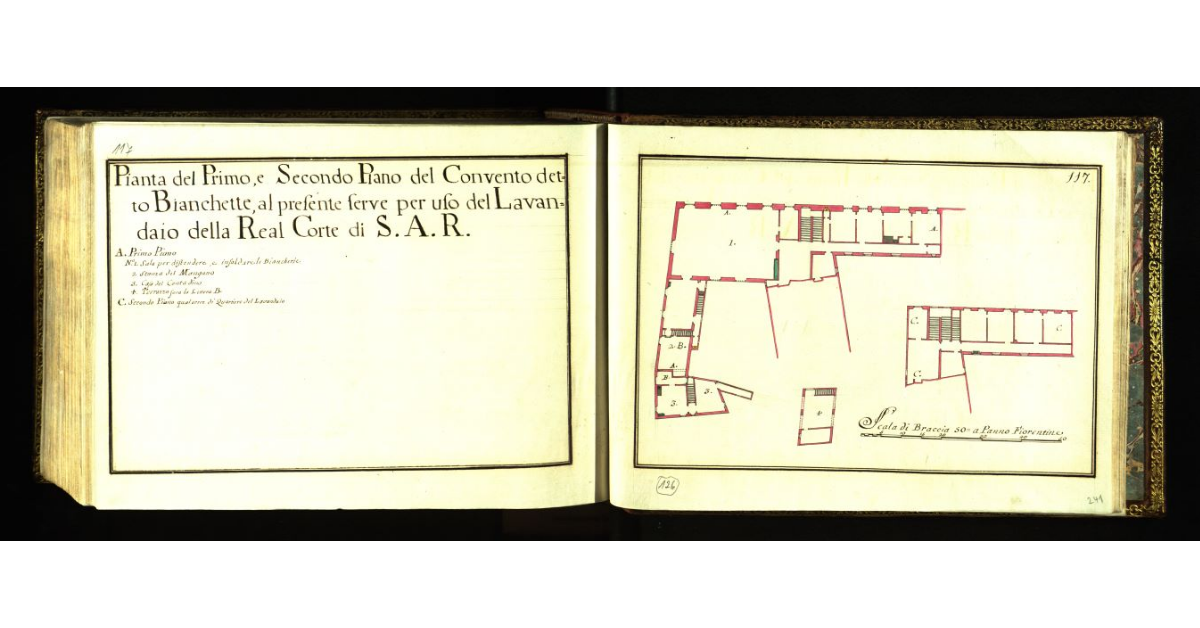 Pianta del primo e secondo piano del Convento detto Bianchette al presente serve per uso del lavandaio della Real Corte di S.A.R