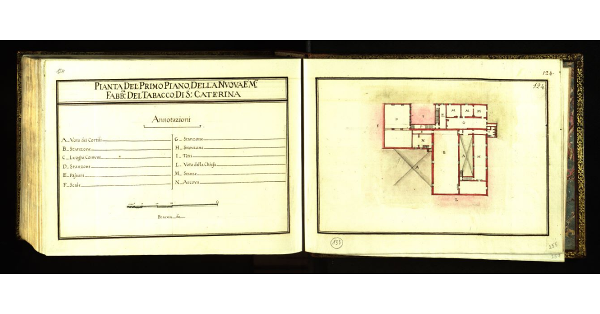 Pianta del primo piano della nuova e M.na Fabbrica del Tabacco di Santa Caterina