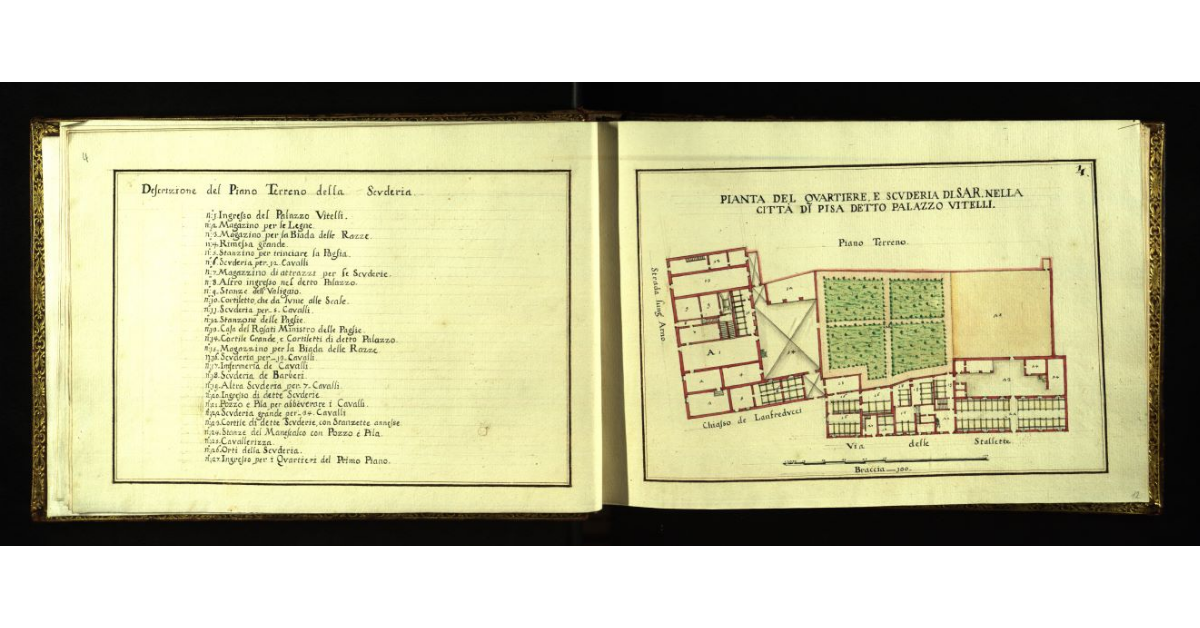Pianta del Quartiere e scuderia di S.A.R. nella città di Pisa detto Palazzo Vitelli
