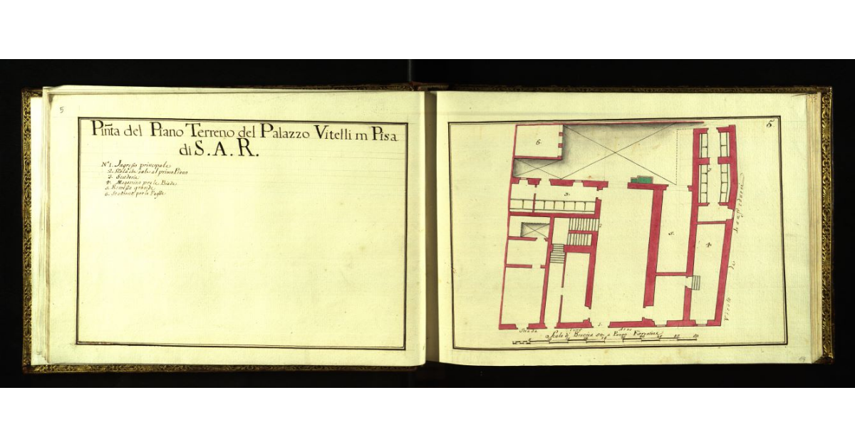 Pianta del piano terreno del Palazzo Vitelli in Pisa di S.A.R