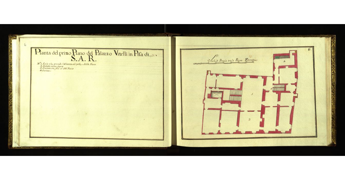Pianta del primo piano del Palazzo Vitelli in Pisa di S.A.R