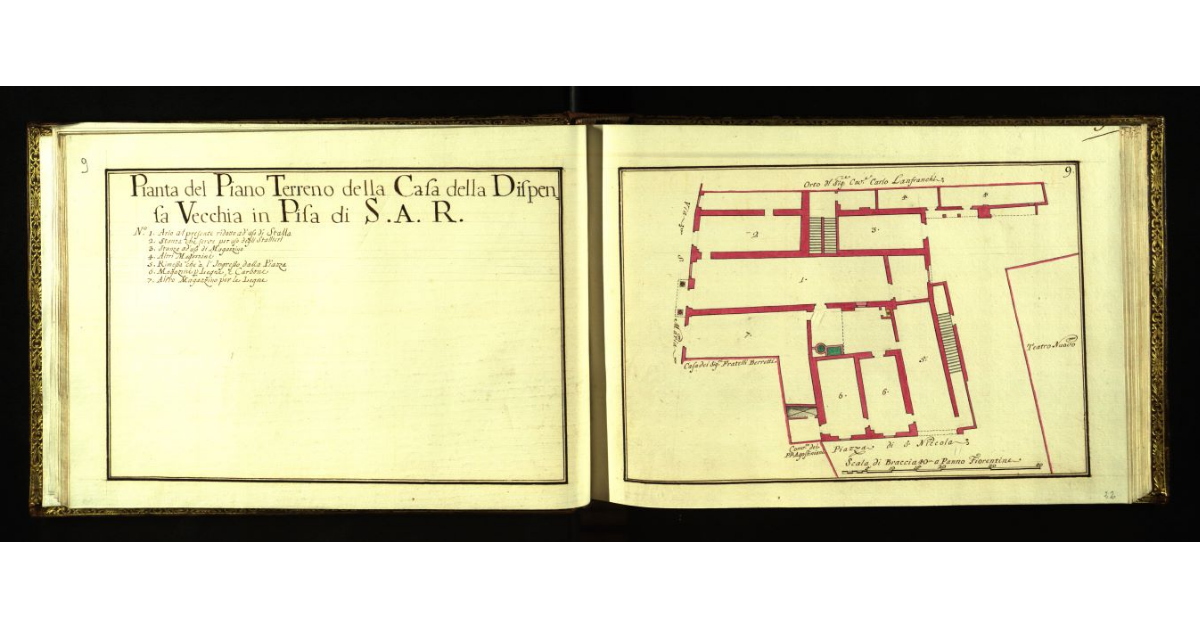 Pianta del piano terreno della Casa della Dispensa Vecchia in Pisa di S.A.R