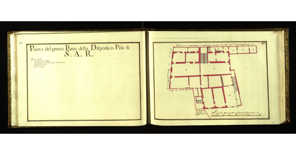 Pianta del primo piano della Dispensa Vecchia in Pisa di S.A.R