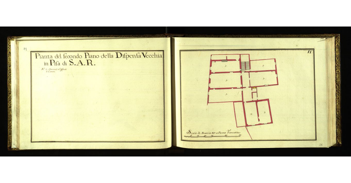 Pianta del secondo piano della Dispensa Vecchia in Pisa di S.A.R