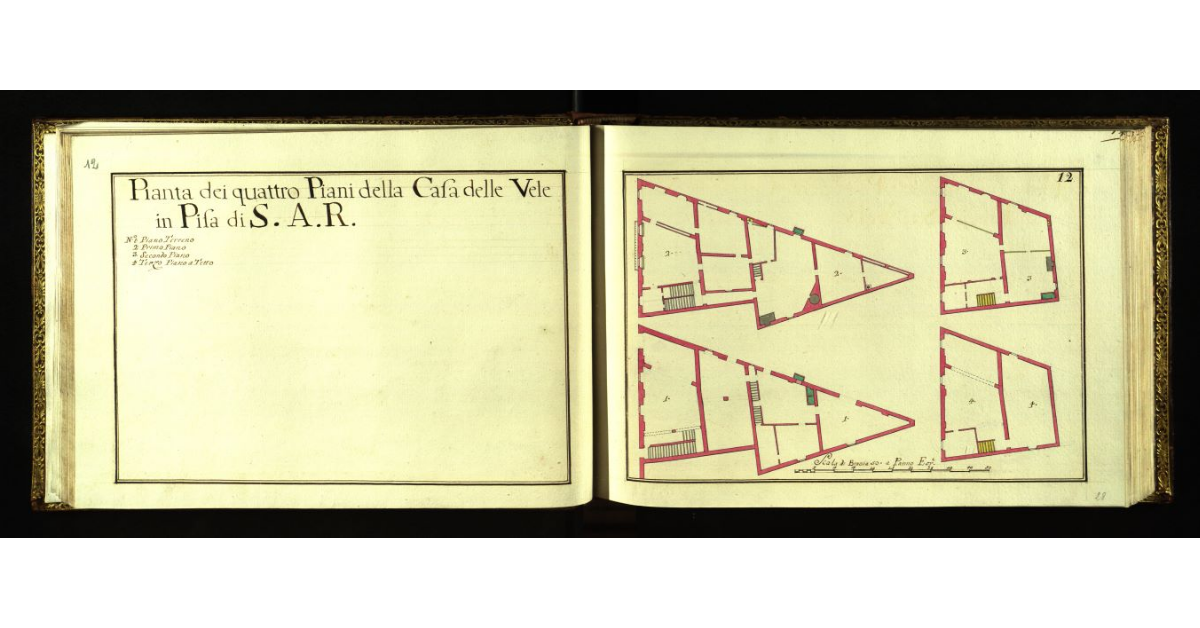 Pianta dei quattro piani della Casa delle Vele in Pisa di S.A.R