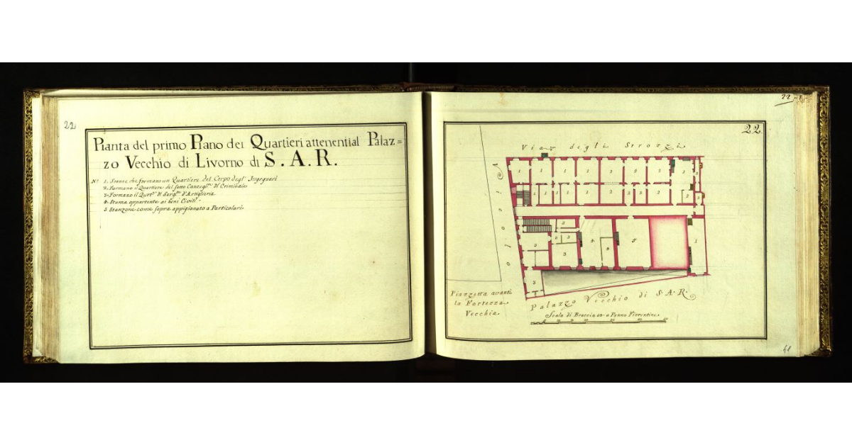 Pianta del primo piano dei quartieri attenenti al Palazzo Vecchio di Livorno di S.A.R