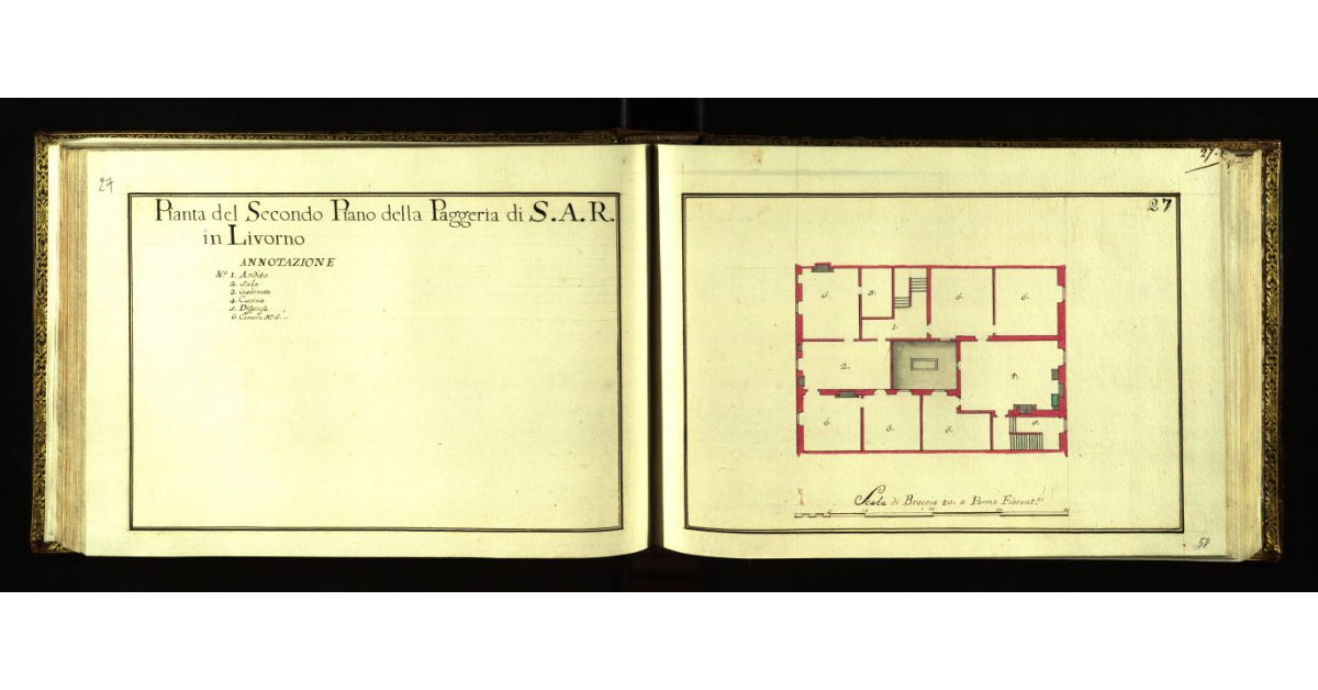 Pianta del secondo piano della Paggeria di S.A.R. in Livorno