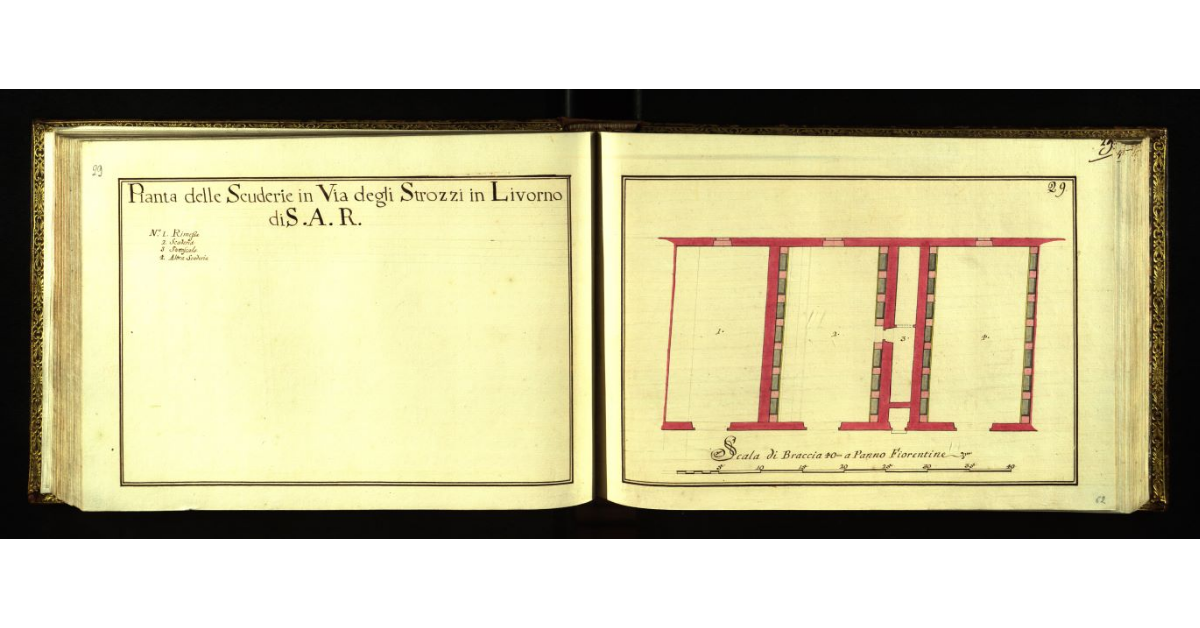 Pianta delle Scuderie in Via degli Strozzi a Livorno di S.A.R