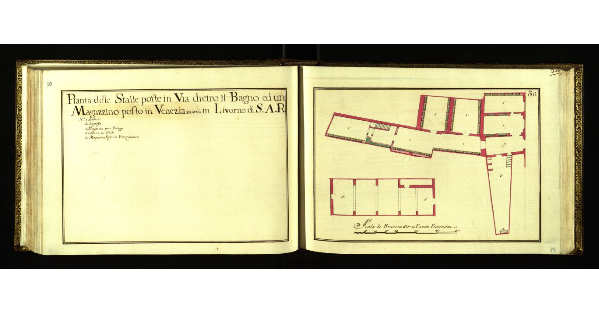 Pianta delle Stalle poste in Via Dietro il Bagno ed un Magazzino posto in Venezia Nuova in Livorno di S.A.R