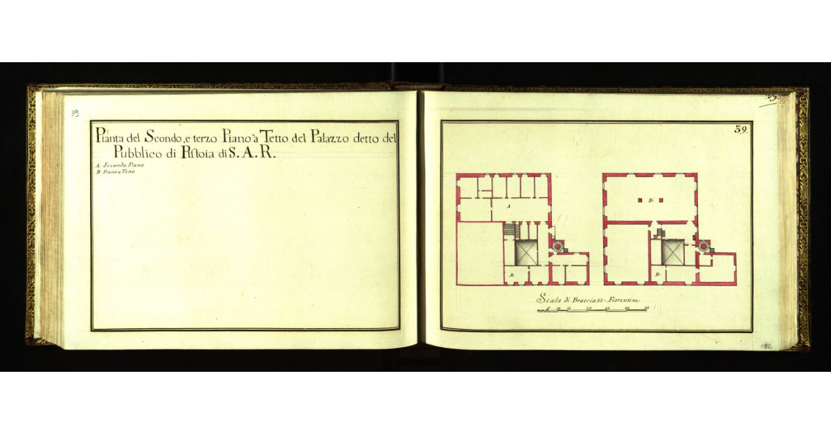 Pianta del secondo e terzo piano a tetto del Palazzo detto del Pubblico di Pistoia di S.A.R