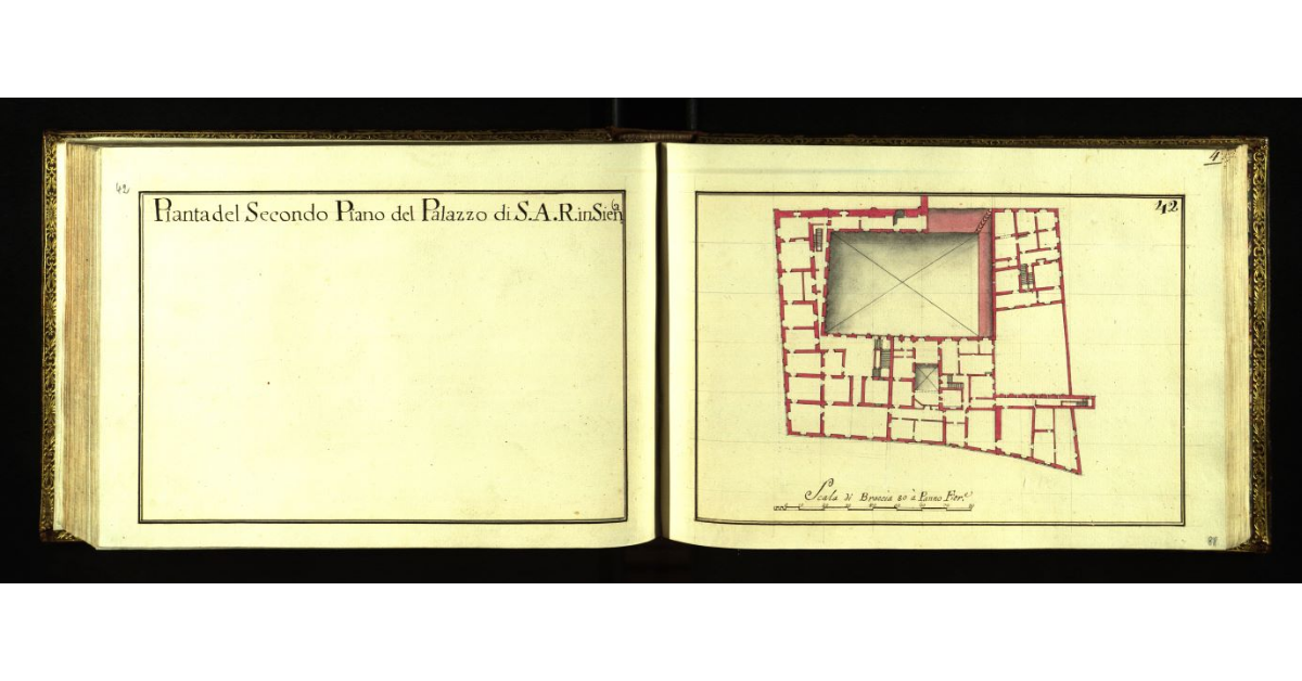 Pianta del secondo piano del Palazzo di S.A.R. in Siena