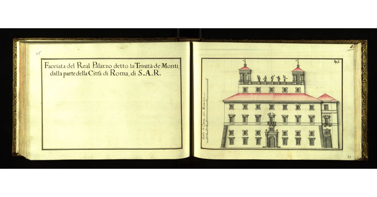 Facciata del Real Palazzo detto la Trinità de Monti dalla parte della città di Roma, di S.A.R