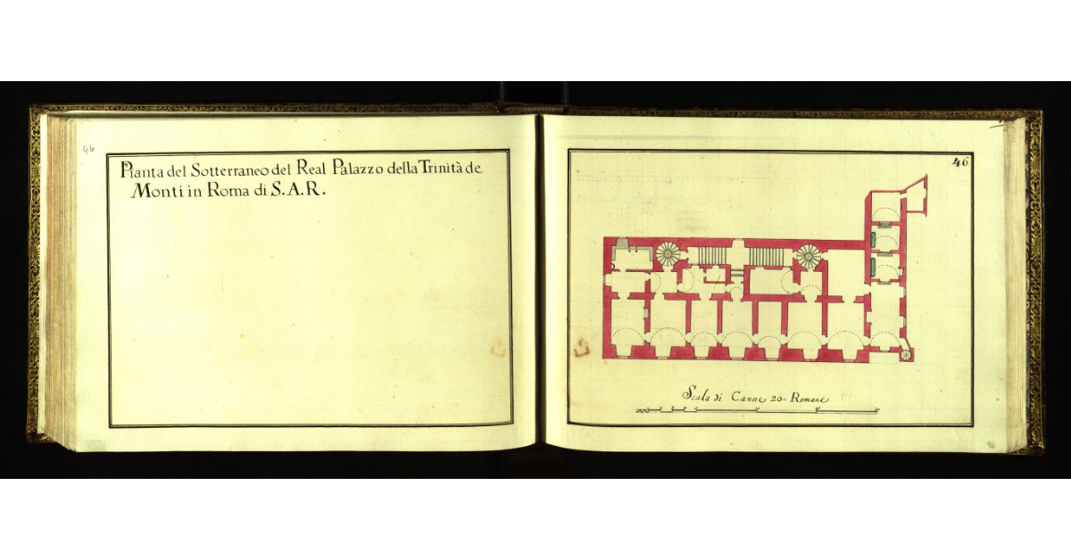 Pianta del sotterraneo del Real Palazzo della Trinità de Monti in Roma di S.A.R