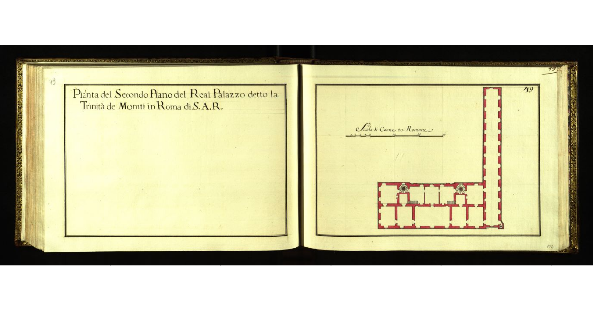 Pianta del secondo piano del Real Palazzo detto la Trinità de Monti in Roma di S.A.R