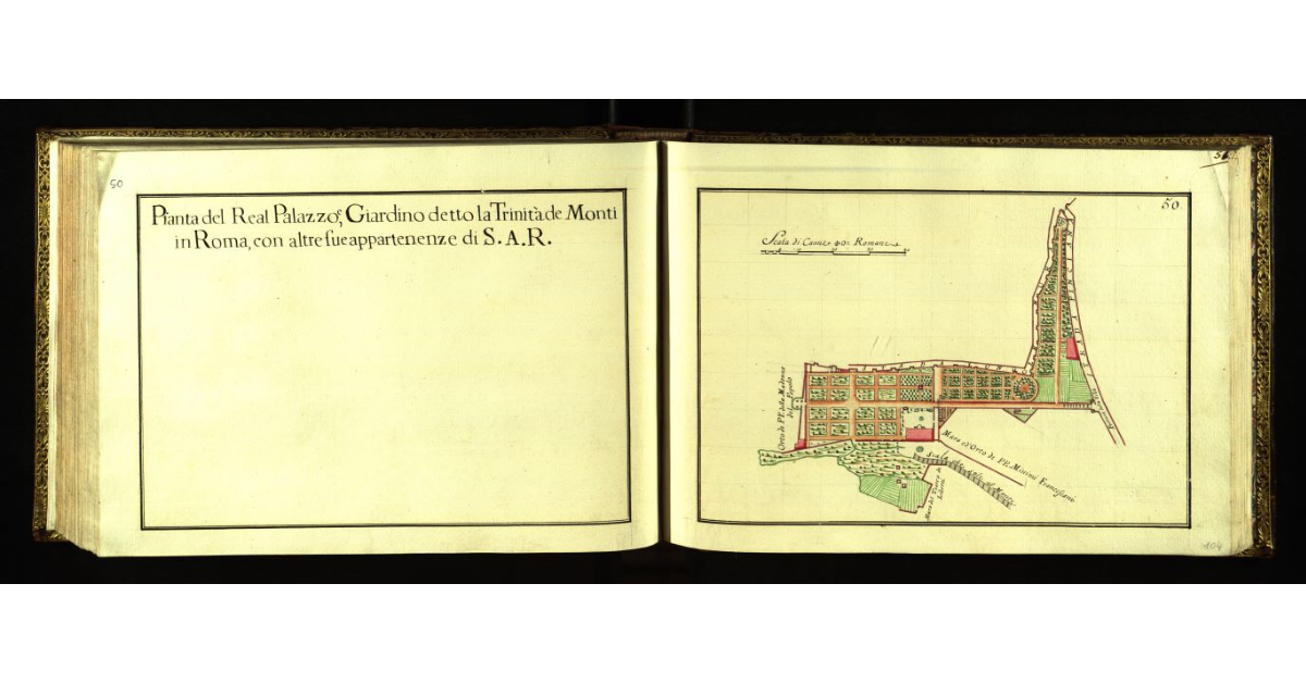 Pianta del Real Palazzo e Giardino detto la Trinità de Monti in Roma, con altre sue appartenenze di S.A.R