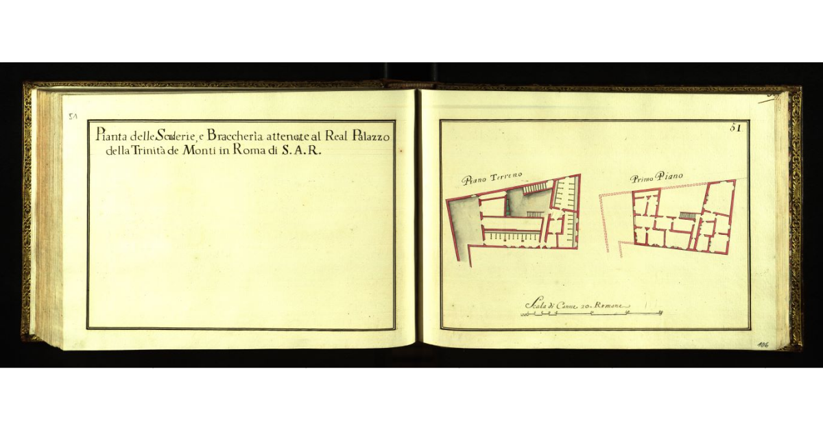 Pianta delle scuderie e braccheria attenente al Real Palazzo della Trinità de Monti in Roma di S.A.R