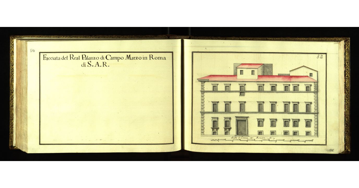 Facciata del Real Palazzo di Campo Marzio in Roma di S.A.R