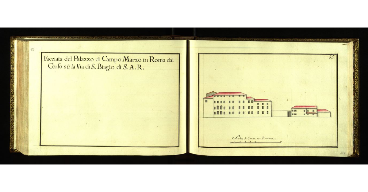 Facciata del Palazzo di Campo Marzio in Roma dal Corso su via di S. Biagio di S.A.R