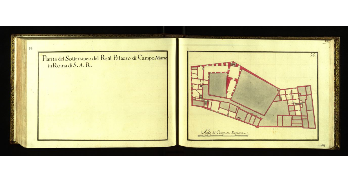 Pianta del sotterraneo del Real Palazzo di Campo Marzio in Roma di S.A.R