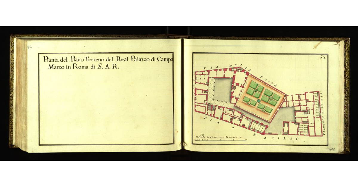 Pianta del piano terreno del Real Palazzo di Campo Marzio in Roma di S.A.R