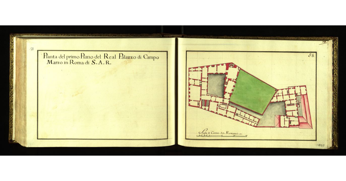 Pianta del primo piano del Real Palazzo di Campo Marzio in Roma di S.A.R
