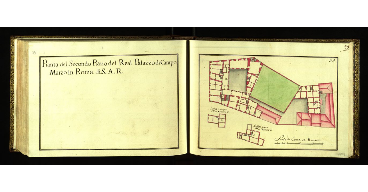 Pianta del secondo piano del Real Palazzo di Campo Marzio in Roma di S.A.R