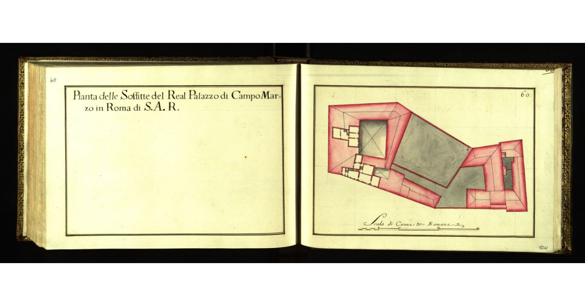 Pianta delle soffitte del Real Palazzo di Campo Marzio in Roma di S.A.R