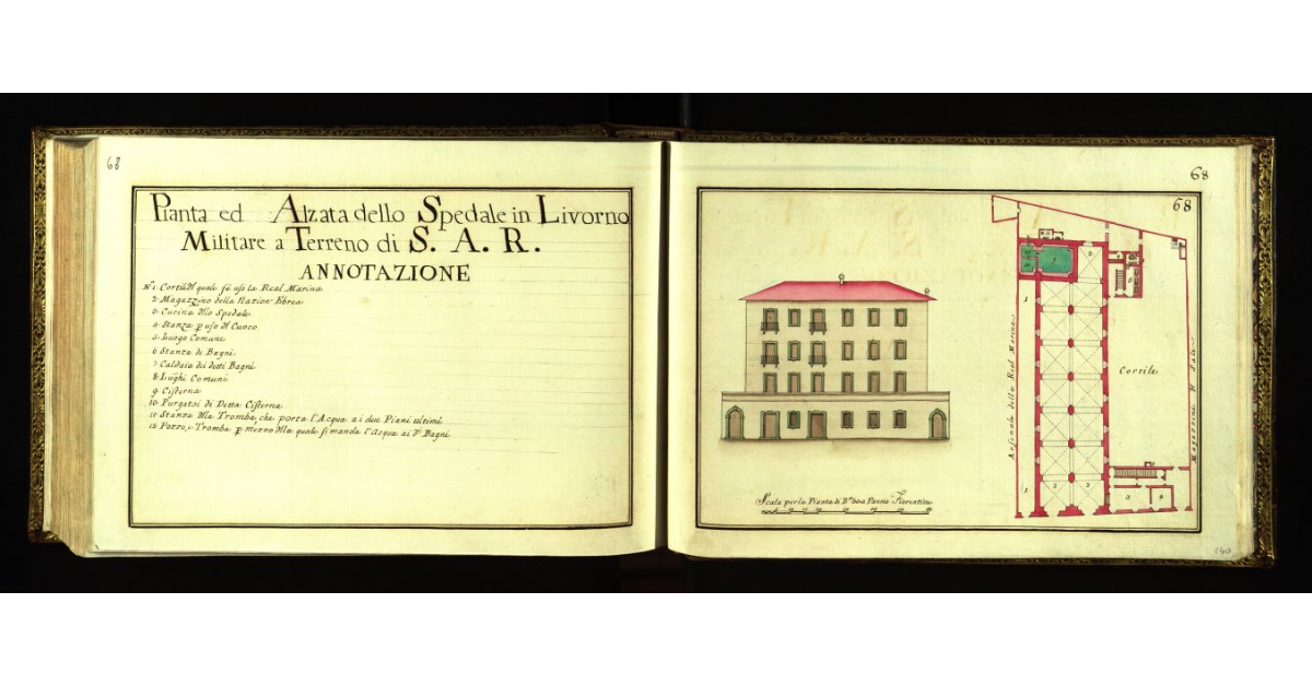 Pianta ed alzata dello Spedale in Livorno militare a terreno di S.A.R