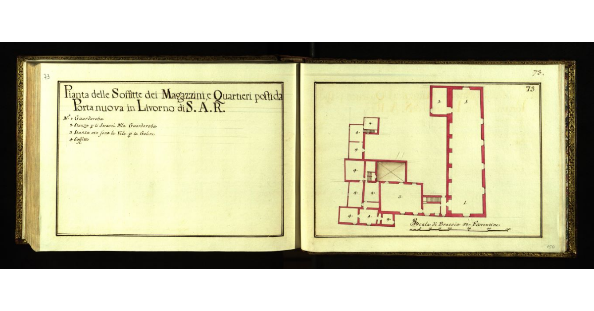Pianta delle soffitte dei magazzini e quartieri posti da Porta nuova in Livorno di S.A.R