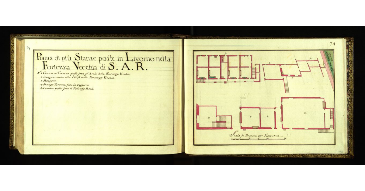 Pianta di più stanze poste in Livorno nella Fortezza vecchia di S.A.R