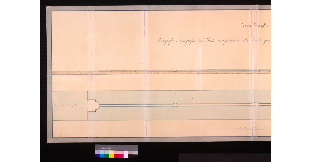 Terzo progetto-ortografia e icnografia del ponte [di Orbetello] corrispondente alla carta generale e conforme in tutto alla tavola I