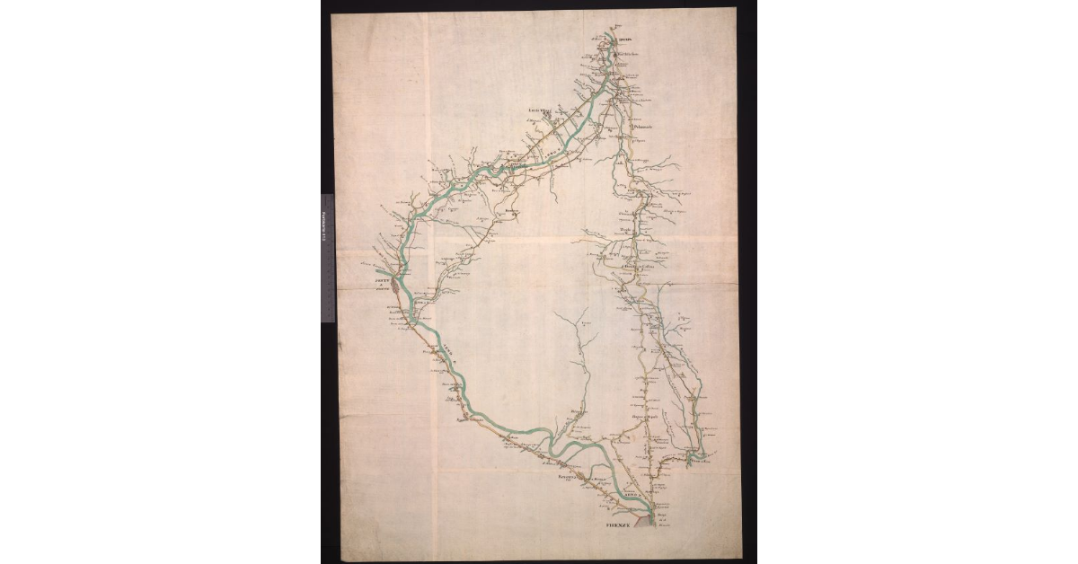 [Mappa delle due strade regie aretine per Pontassieve e Bagno a Ripoli]