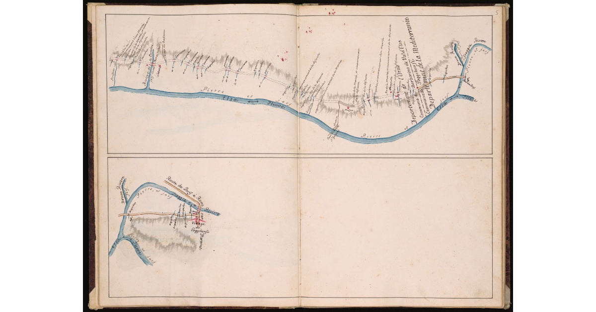 Route de Pise a Sienne, depuis l'Osteria Bianca, ou elle se detache de la Route de Livourne a Ancone par Florence et Arezzo etc., jusqu'a Poggibonsi, ou elle rencontre la Route de Paris a Rome par Florence [Tavola IV]