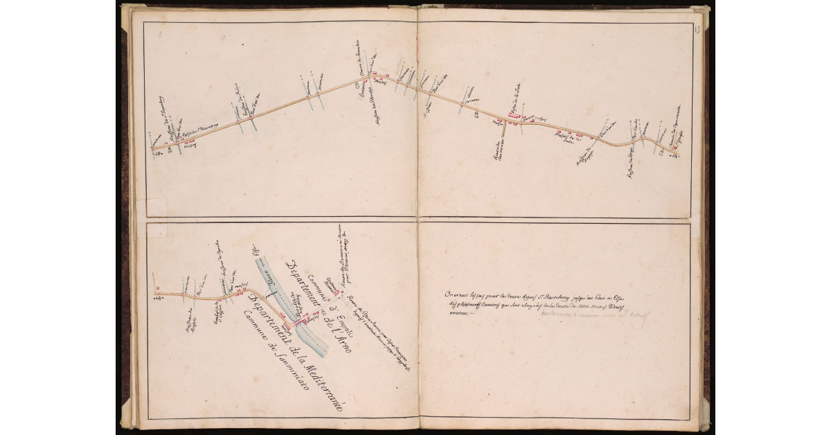 [Route de Livourne à Ancone par Pise, Florence, Arezzo etc. depuis Livourne passant par Pise jusqu'à la limite commune des Departements de la Mediterranée et de l'Arne au Pont d'Elsa - Tratto VII]