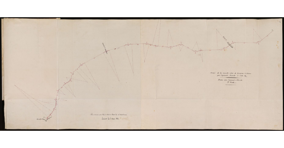 Tracè de la nouvelle route de Livourne à Sienne par Capannoli, Roncolle et Colle. Partie entre Capannoli et Roncolle. 2° feuille