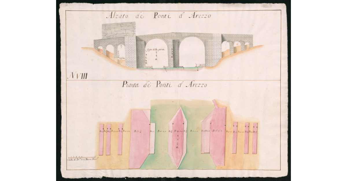 [Alzato e pianta dei Ponti d'Arezzo]