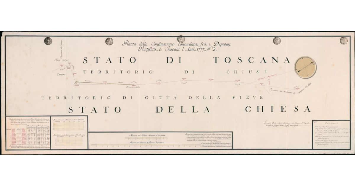 Pianta della confinazione concordata fra i Deputati Pontifici, e Toscani l'anno 1777