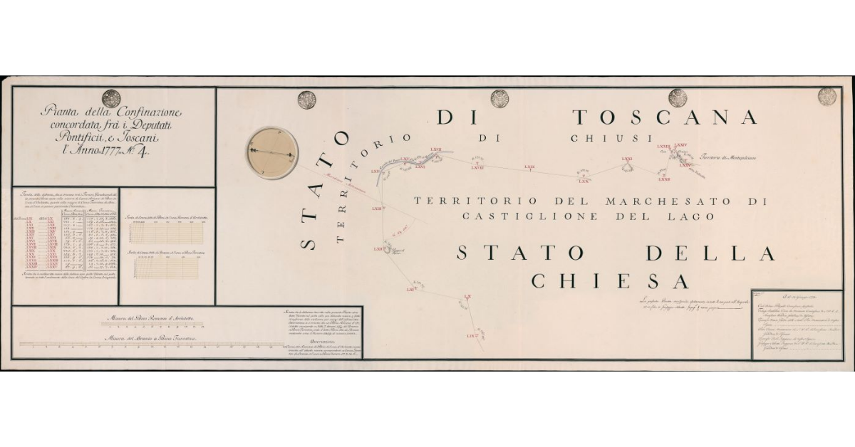 Pianta della Confinazione concordata fra i Deputati Pontificii, e Toscani l'Anno 1777