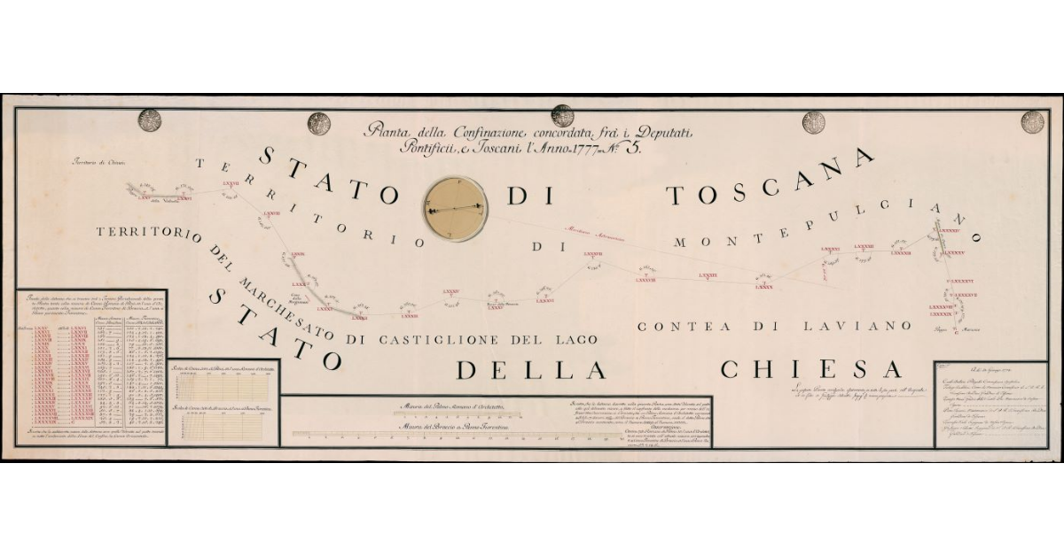 Pianta della Confinazione concordata fra i Deputati Pontificii, e Toscani l'Anno 1777