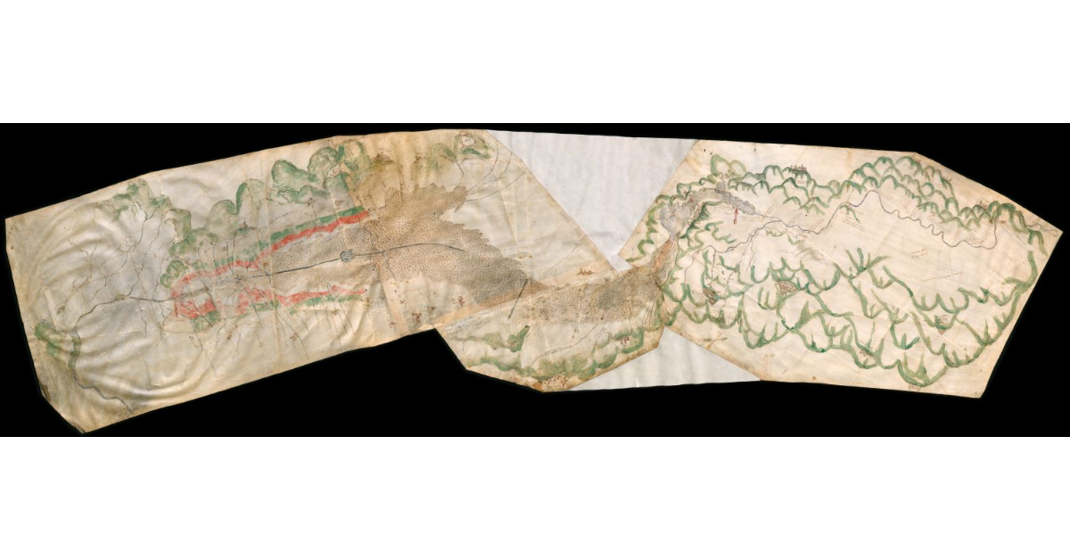 [Pianta del corso della Chiana e suoi affluenti dal Ponte di Carnaiola fino allo sbocco in Arno]