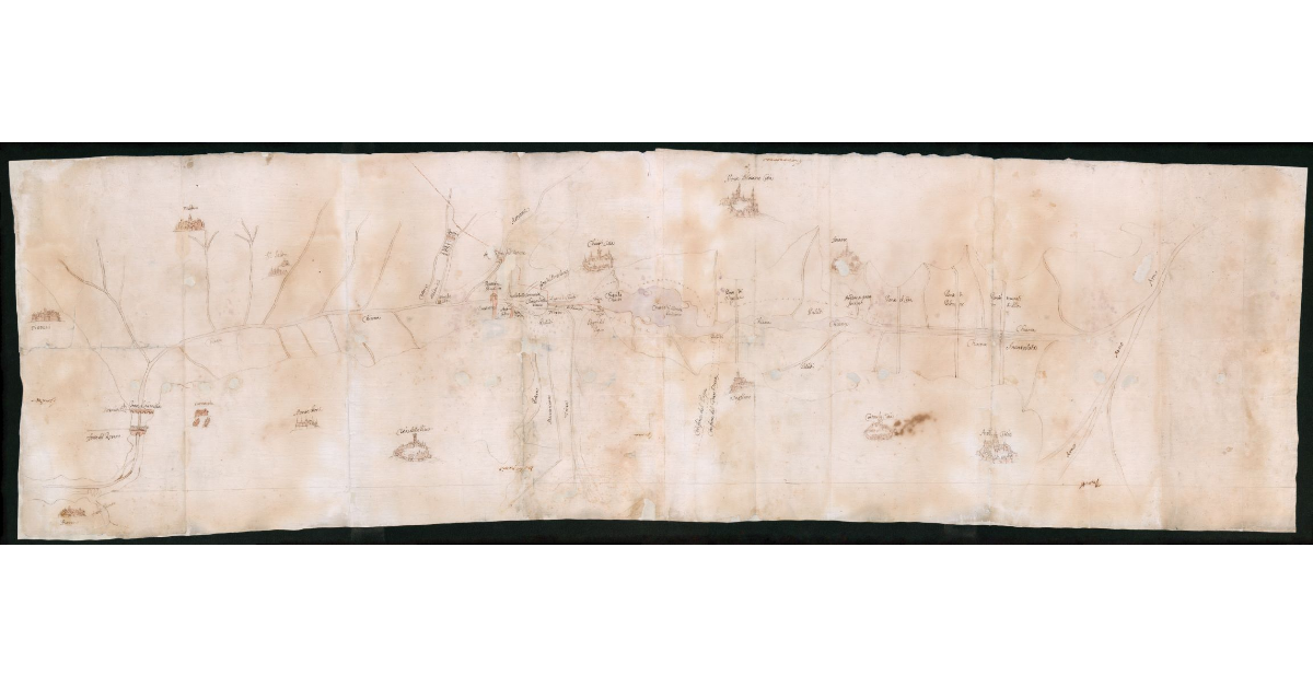 [Pianta della Chiana da Arezzo fino a Carnaiola, fatta avanti i lavori dai Papalini]