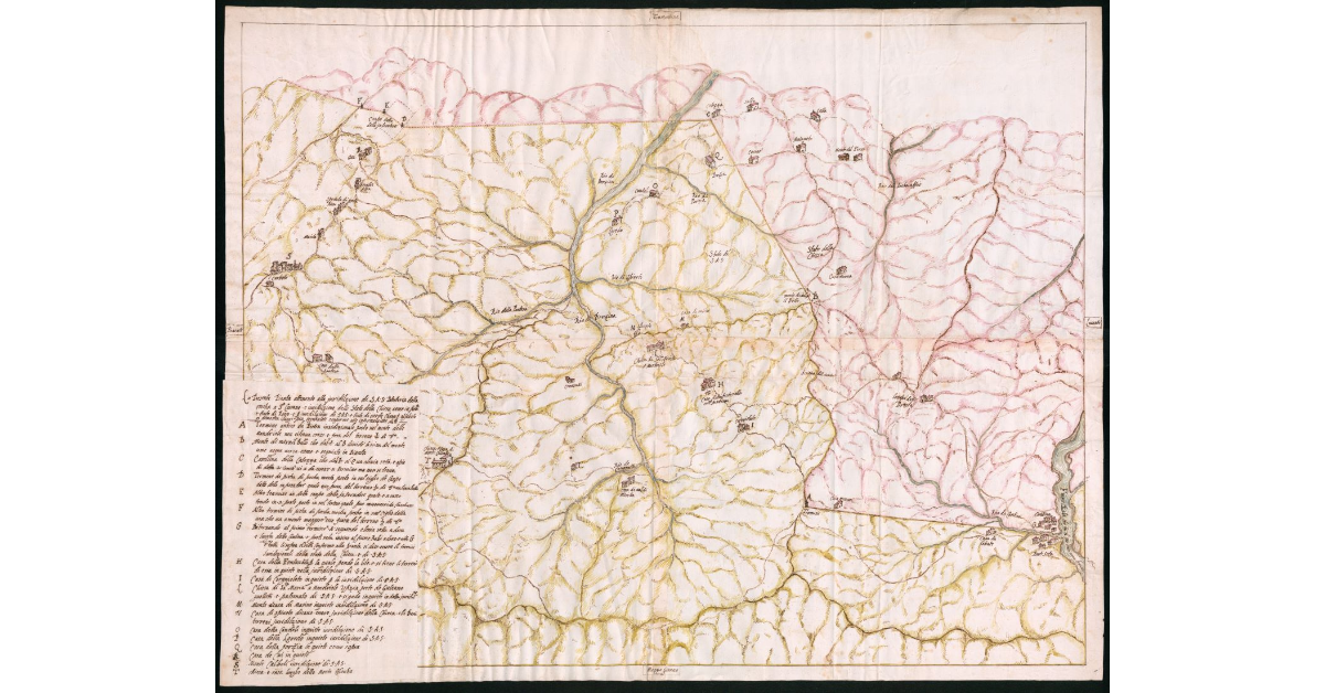 [Pianta della Podesteria di Rocca S. Casciano a confine con lo Stato Pontificio]
